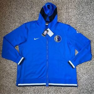 Nike Dallas Mavericks Zip Showtime Jacket Mens Size 2XL On-Court Blue Hooded NEW